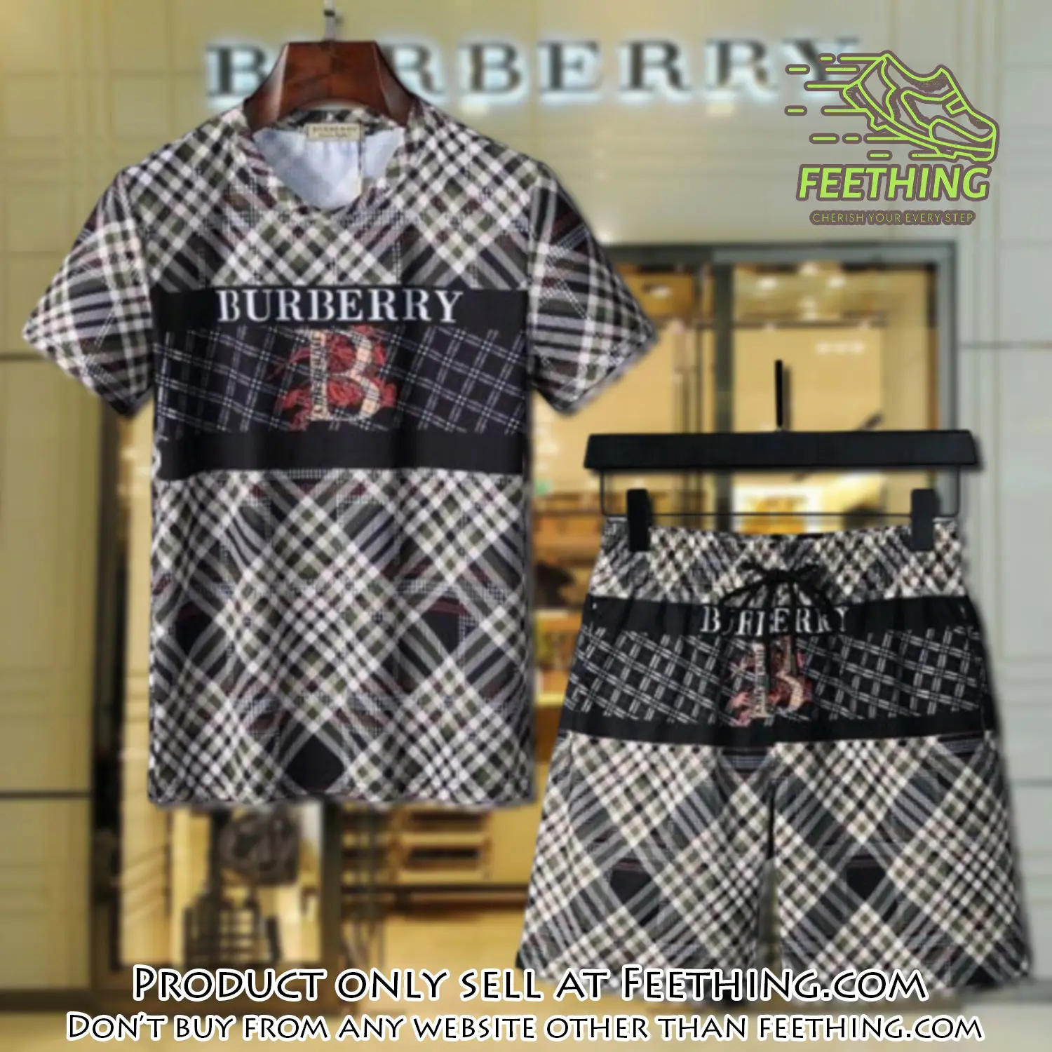 Burberry combo unisex tshirt & short limited luxury outfit cts1033 ft4805522